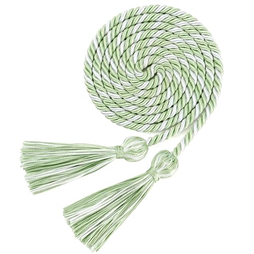 Graduation Cords, Sage Green White Cords for Graduation 2026, Polyester Honor Cord with Tassel, Honor Rope Belt for College Graduates Bachelor Gown Grad Decorations Party Supplies
