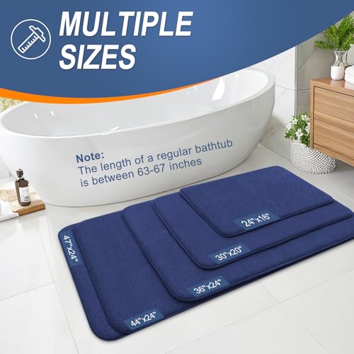 Image of OLANLY Thick Memory Foam Bath Mat Rug 30x20, Extra Soft Absorbent Bathroom Rug, Quick Dry Bath Mats, Non-Slip, Machine Washable Carpet, Tub and Shower, Home Decor Accessories, Twilight Sapphire