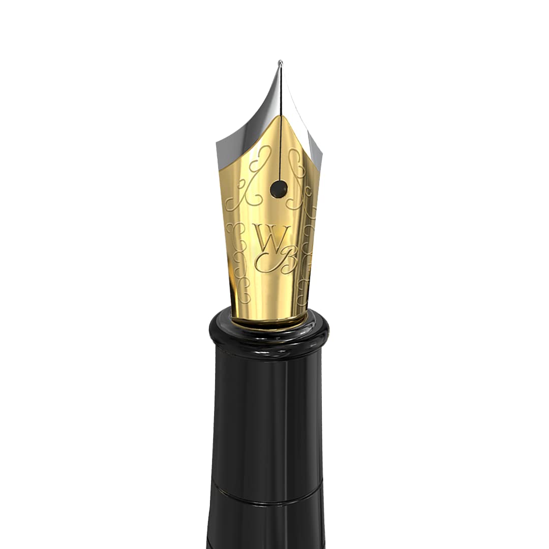 Erudite - Medium Nib (Black section Gold trim) -1pc Poly bag packaging