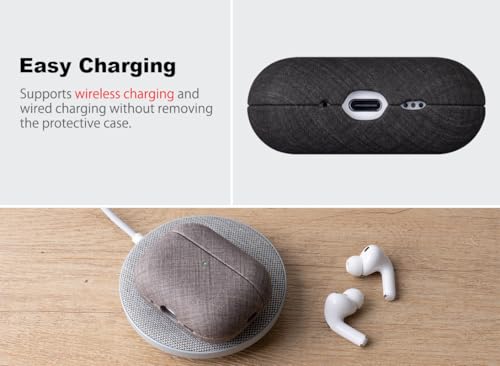 Image of Haobobro Handmade Case - for AirPods Pro 3 Case Cover - Selected Skin-Friendly Vegan Leather, Linen Cloth Style, Drop Protective Hard Cover for AirPods Pro 3rd Generation Earbuds - Black Chambray