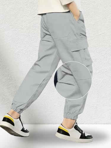 Image of Vikita Enterprise Kid Boys Cotton Cargo Joggers Pant with Mutiple Pockets and Elastic Waistband Closure | Cargo Pants for Boys