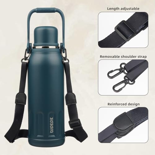 Image of BJPKPK Stainless Steel Insulated Bottle with Handle & Strap, 50oz