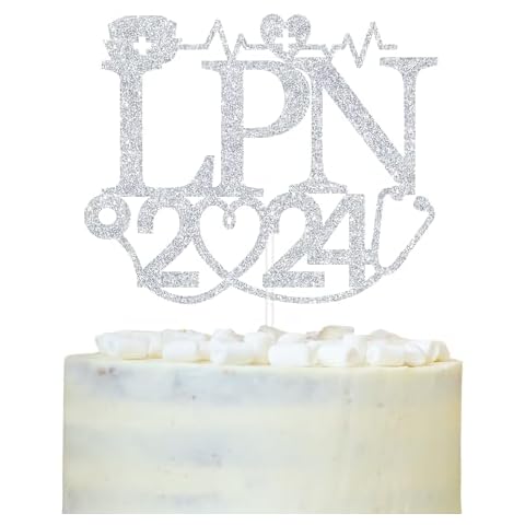 LOVELY BITON Congrats LPN Cake Topper, Nurse Graduation Cake Decor, Congrats Nurse BSN RN NP FNP, Class of 2025 Nursing School Survivor Graduation Party Decorations Cover