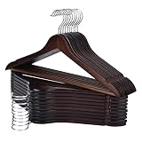 Edergoo Wooden Hangers 20 Pack, Durable and Slim Hangers Wood with Non Slip Pants Bar, Smooth Finish
