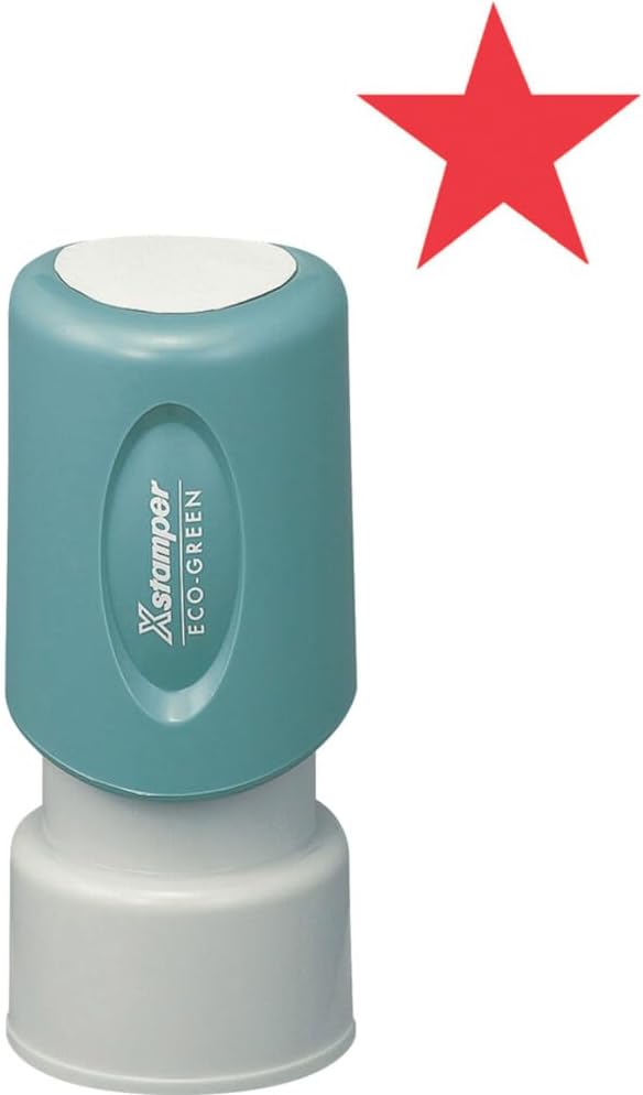 11309 Xstamper Star Pre Inked Rubber Stamp, 5/8" Diameter Impression Size, Red