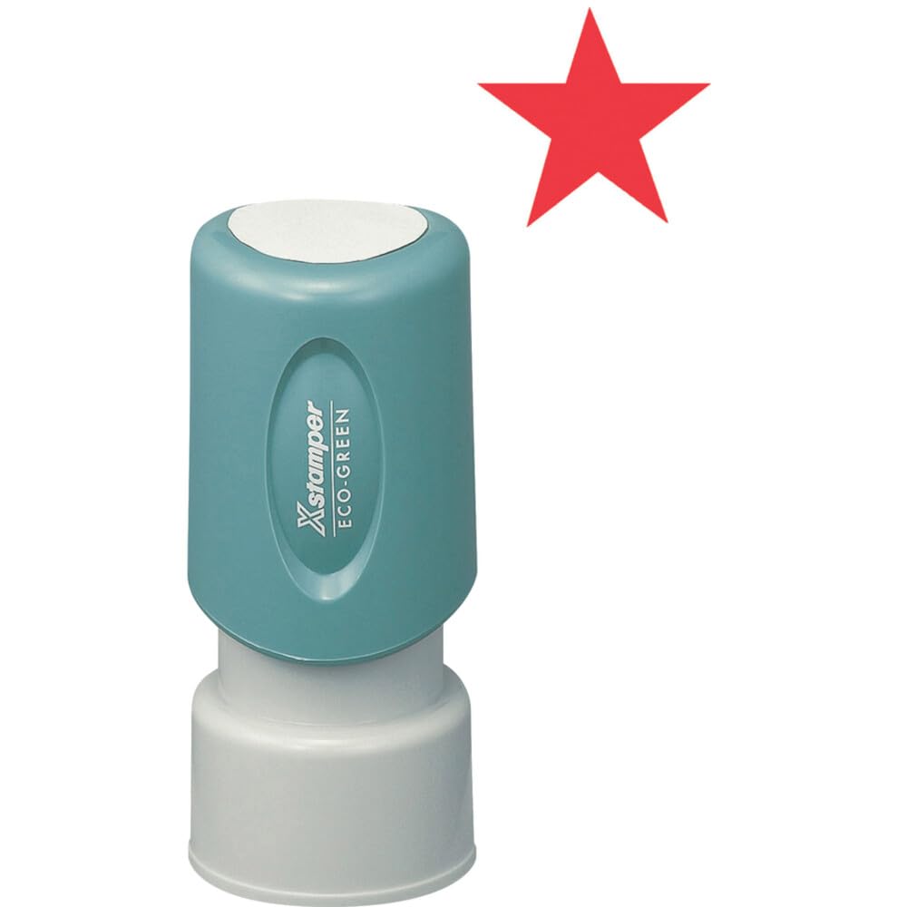 11309 Xstamper Star Pre Inked Rubber Stamp, 5/8" Diameter Impression Size, Red