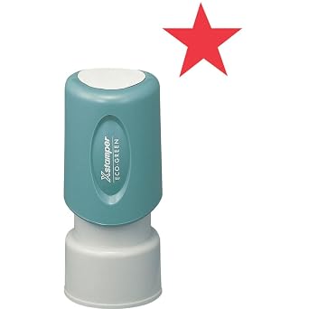 11309 Xstamper Star Pre Inked Rubber Stamp, 5/8" Diameter Impression Size, Red