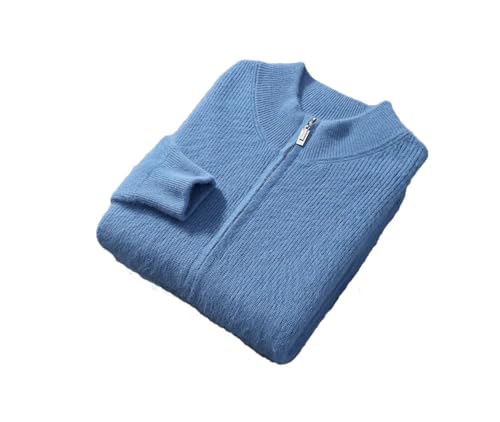 Men's Casual 100 Percent Cashmere Knitted Zipper Sweaters Men Stand Collar Cardigan