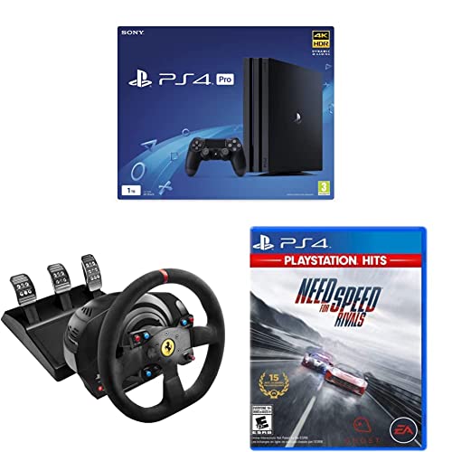 Image of Sony PS4 Pro 1TB Console (Black)+Thrustmaster T300 Ferrari Integral RW Alcantara edition | Racing Game Wheel | Force Feed+Need For Speed: Rivals Hits (PS4)