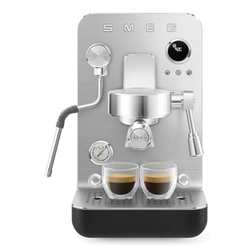 Image of Smeg Semi-Pro Espresso Machine - 15-Bar Pump, Triple Thermoblock Heating, 58mm Filter Holder & Steam Wand - Made in Italy (Black)
