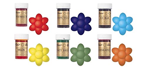Sugarflair Rainbow Set of 6 Food Colour Gel Pastes. Perfect for Cake Decorating, Baking & Much More