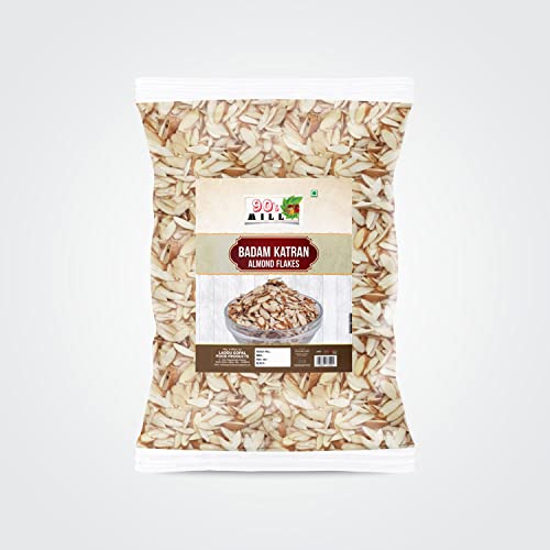 Image of 90's MILL Diwali Sale Sliced California Almonds Flakes Badam Cutting (Badam Katran) (Badam Flakes, Perfect for Garnish, Baking and Salads) (490gm) Great Indian Festival