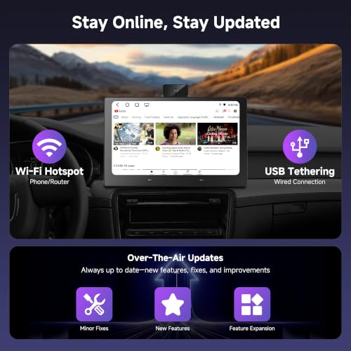 Image of P6 9.1 inch QLED CarPlay Screen for Car, Android Auto | Dual Wi-Fi, Bluetooth, GPS, OTA Updates, DriveChat AI, Portable Touchscreen, Cars, Trucks & SUVs