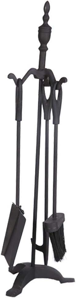 27.6in Fireplace Tools Set 4 PCS Kit, Wrought Iron Indoor Fireset Stand Wood Log Holder, Outdoor Fire Pit Hearth Accessories Kit