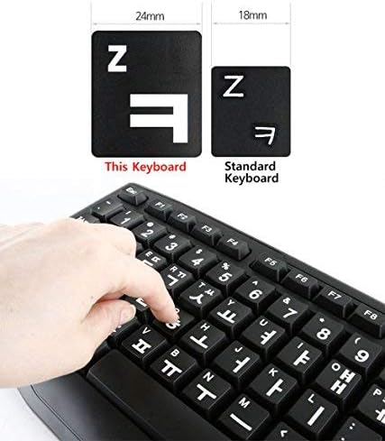 Korean English Keyboard. Big Size Font Button Lettering Printed Large Characters Letters USB Keyboard, Learn Write Beginning Korean Hangul(hangeul) for Laptops PC, All Computers