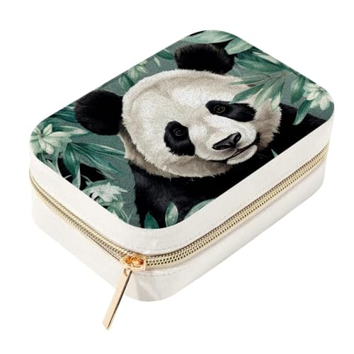 Boîte à bijoux de voyage panda en velours avec compartiments