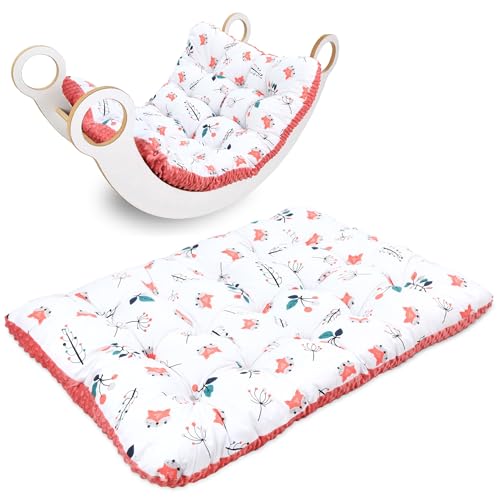 Matelas de sol enfant 70x110 cm - bébé coussin doux en coton pour arche d'escalade et jouet Montessori - tapis d'eveil bebe et pour coin lecture Oeko-Tex Renard avec...