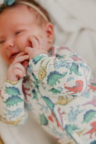 Image of Copper Pearl Zip-Up Footie Baby Pajamas - Soft Newborn Onesies for Boys & Girls, Tag-Free with Two-Way Zipper Baby Sleepers for Newborn - 24 Months, Dinosaurs of Jurassic Park
