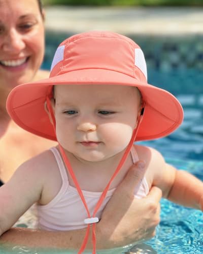 Sun Hat for Baby Boys Girls Toddler and Kids UPF 50+ with Bucket Wide Brim Summer (US, Age, 0 Months, 6 Months, Mint Green + Orange Pink) — view 5