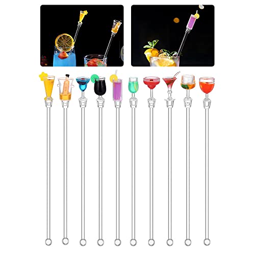 JPGhaha 10Pz Bastoncino Swizzle Mescolare Cocktail in Acrilico Agitatori Cocktail Stirrer 23cm Transparente Bastoncini Cocktail Mixing Bastoncini di Ristorante Bar Partito Cafe