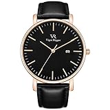 ★ Visualisiert und Mode: Ein einfaches, jedoch schwarzes Mode-dial mit klaren Roségold-Zeitskalen und Zeigern erleichtert das Abrufen von Zeit. Diese ultradünne Armbanduhr sieht mit jedem Outfit gut aus. Ob im Alltag oder im Abendkleid.