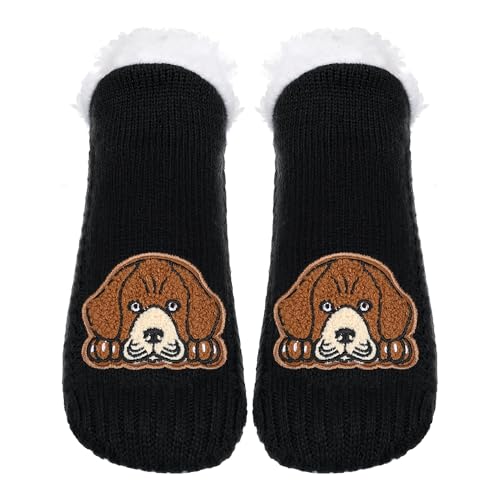 Image of ZYZX Cute Dog Slipper Socks for Women with Grips,Fuzzy Socks Indoor