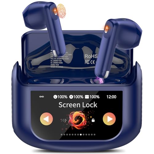Niderson Bluetooth Kopfhörer, 48H Kopfhörer Kabellos Bluetooth 5.4 mit Touchscreen, Halb-In-Ear Wireless Earbuds mit ENC-Anrufsgeräuschdämpfung, IPX7 Ohrhörer, Immersiver Deep Bass Earphones, Blau