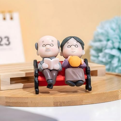ascension Old Aged Love Couple Sitting on Bench Decorative Showpi...
