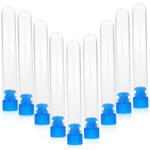 KICHOUSE 50pcs Test Tube Candy Containers Clear Container Bar Drinks Tube Chemistry Experiment Equipment Tubes with Stoppers Lab Vials Beverage Container Storage Containers Plastic White