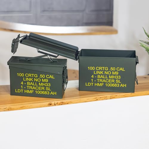 HMF 70011 Munitionskoffer, US Ammo Box, Metallkiste, 30 x 19 x 15,5 cm, grün