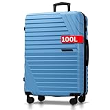 Cocoono Hartschalenkoffer XL Groß - 100L Volumen erweiterbar auf 117L - 158cm Gurtmaß - 8 Rollen 360° drehbar - Leichter Koffer mit TSA Schloss & Teleskopgestänge - Reisekoffer mit Rollen (blau, XL)