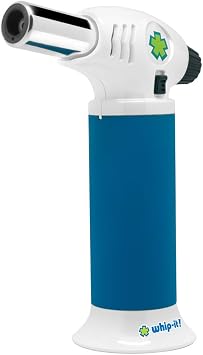 Whip-It! Ion Torch - Blue & White. Butane Torch Lighter, Refillable Cooking Torch with Adjustable Flame, Safety Lock for Soldering, Kitchen, Welding