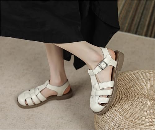 Women's Flat Sandals Comfortable Closed Toe Flat Shoes Slip-On Ankle Strap Sandals For Dressy Forma Daily Work Party3
