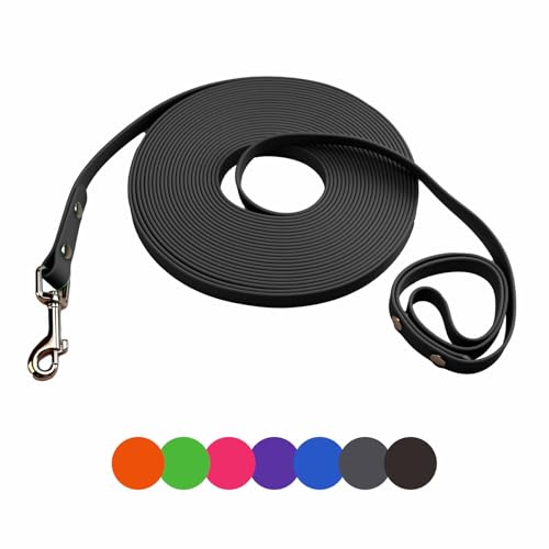 Dog Training Leash,Easy to Clean Waterproof Long Dog Leash, Heavy Duty Recall Long Leash,Dog Long Leash 6ft 10ft 15ft 30ft 50ft for Hiking,Yard, Beach and Swimming (Black, 33FT)