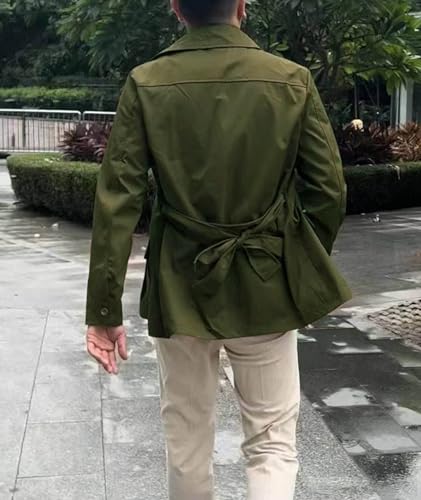 SOMTHRON Men's Single Breasted Belted Trench Coat Lapel Safari Military Jacket Casual Slim Fit Lightweight Windbreaker3