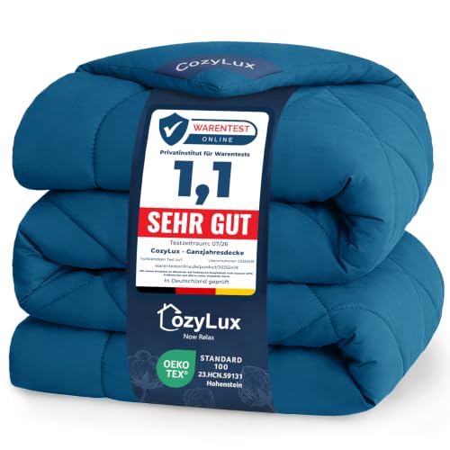 CozyLux Bettdecke 200x200cm Teal für 4 Jahreszeiten – Ansicht 1