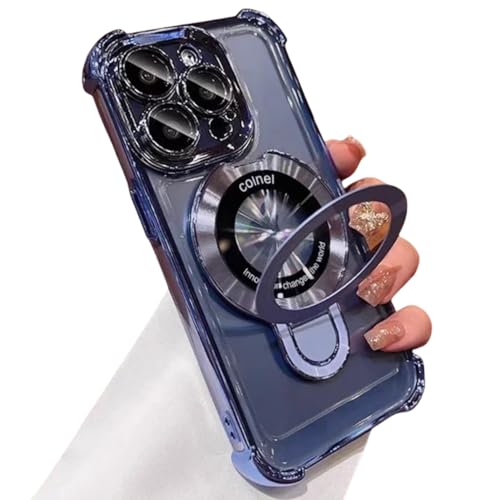 Support magnetique iPhone 16 Pro Max bleu en alliage haute resistance