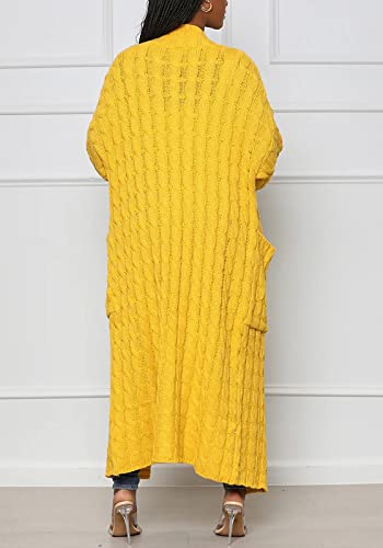 Image of Tcremisa Long Cable Knit Cardigans for Women Chunky Maxi Sweater Coat | Long Sleeve,Open Front,Ankle Length,Floor Length, Dual Pockets,Extra Knitted Duster,Loose Cozy Winter Outwear