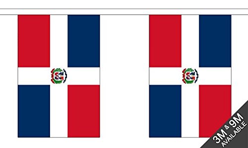 Flagtex Dominican Republic Fabric Bunting – 9m with 30 Flags – Fabric for Indoor & Outdoor Use – String Flags Banners Dominican Caribbean Hispaniola Island — image 1