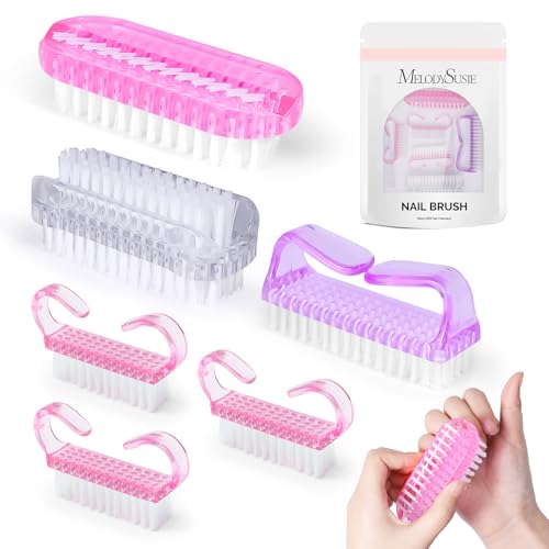 MelodySusie All in One Nail Brush Set, 6 Pack Nail Brushes for Cleaning Fingernails, Nail Dust Brush and Cleaner Scrubbing Set Manicure Pedicure Tools for Men and Women