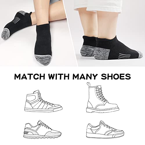 Ankle Socks For Women Black Running Socks, Cushioned Athletic Low Cut No Show Compression Socks Womens Liner Footies For Sneakers 6 Pairs Size 9-11 #TOP5