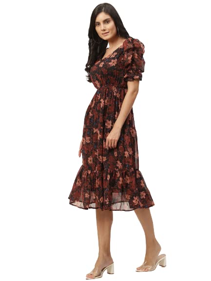 Image of Wisstler Women Midi Dress with Lining,Fashion Dress,MIDI Length Dress