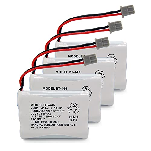 GEILIENERGY BT446 BT-446 Phone Battery Compatible with Uniden BBTY0503001 BT-1004 BT-1005 GE-TL26402 BT-504 CPH-488B 3.6V 800mAh (4 Pack)