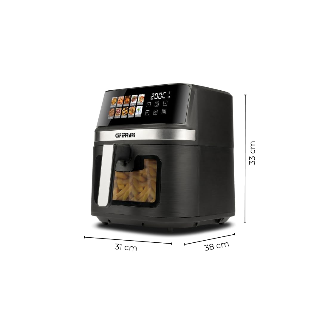 G3 Ferarri G10212 Friggisano 8L Friggitrice ad Aria 8 Litri, 1700 W, Display digitale a colori, 10 programmi, Temperatura 80-200°C, BPA/PFOA Safe, Timer 60 min, Ricettario incluso