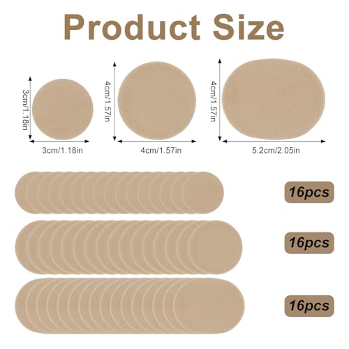 Image of 48pcs Round Moleskin for Feet, Adhesive Moleskin Padding Prevention Pads Foot Protection Moleskin Strips Mole Skin Tape Patch for Feet Shoes Toes Heel, 3 Sizes