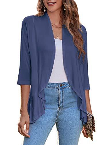 Image of Zeagoo Women's Open Front Cardigan 2026 Spring Summer Lightweight 3 /4 Sleeve Draped Ruffles Cardigans S-3XL