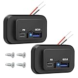 Linkstyle 2PCS RV USB Outlet, 18W QC3.0 USB A Port & 30W PD Port, Quick Charge Socket Outlet with LED Indicator for 12V/24V Car Marine