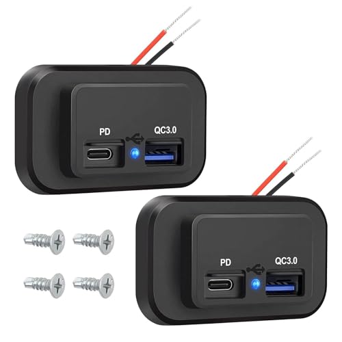 Linkstyle 2 prese USB per camper, porta QC3.0 da 18 W e porta USB C da 30 W, presa di ricarica rapida con indicatore LED per auto marine da 12 V/24 V
