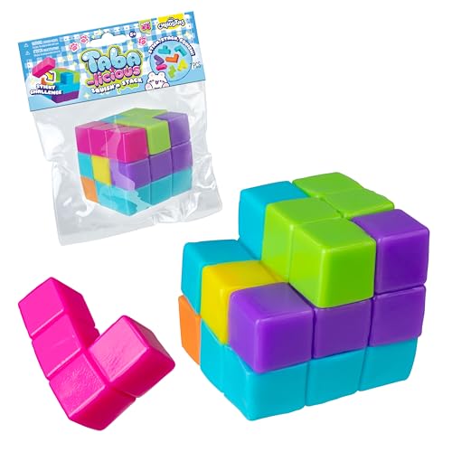 ORB Tabalicious Squish N' Stack Puzzle Cube Squishy Toy - Fun, Cute, TABA Squishies Puzzle Cube with 7 Pull Apart Shapes - Squishy Stress Ball Toys - Kawaii Sensory Fidget Toys for Kids and Adults