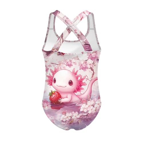 Image of WELLFLYHOM Girls' One Piece Swimsuit for Age 5-14 Cross Back Full Coverage Swimwear Sleeveless Bathing Suits